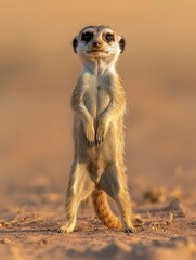 Fototapeta premium Meerkat standing alert in golden light
