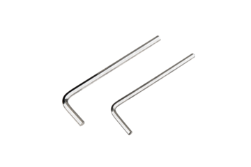 Two silver hex keys isolated on transparent background