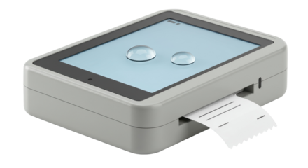Isolated Small Printer for Receipt with Two Water Drops on Top