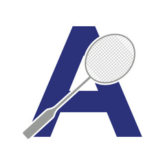 Badminton Logo combine with letter A vector template