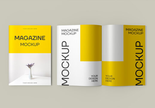 Cover and Spread Magazine Mockup