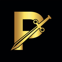 Blade Logo combine with letter P vector template