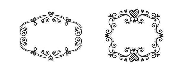 Set Hand drawn wedding album ornaments