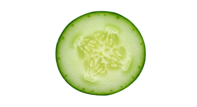 Cucumbers cool crosssection floats in a void pale green orb