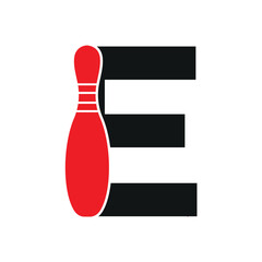 Bowling Logo combine with letter E vector template