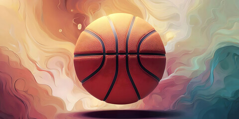 Basketball, orange, textured, floating, abstract background.