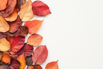 Colorful Autumn Leaves on Neutral Background for Seasonal Themes