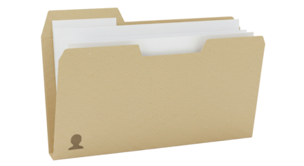 Isolated Brown File Folder with Documents