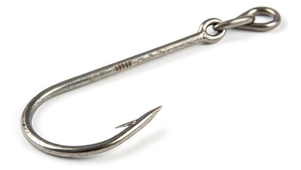 One metal hook fishing equipment isolated on white background