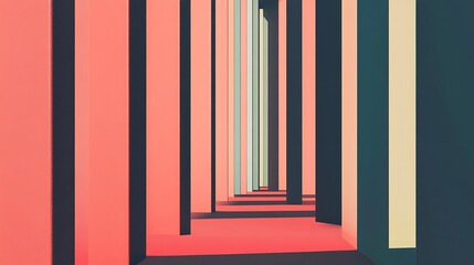 Obraz premium Abstract Corridor Design With Varied Colored Columns