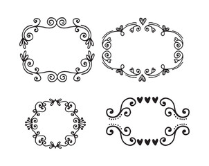 Set Hand drawn wedding album ornaments