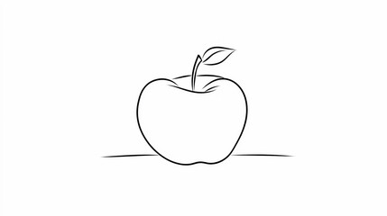 Fototapeta premium Minimalistic black line drawing of an apple in contour vector style