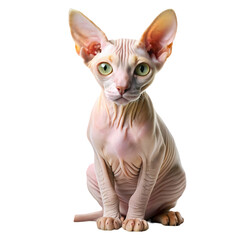 Adorable Sphynx Cat Kitten Hairless Cat Breed Photo on transparent background