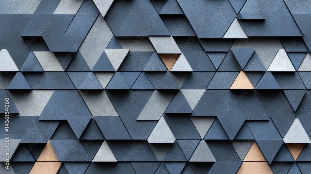 Poster geometric mosaic: a striking close-up reveals an abstract mosaic composed of textured triangles, for