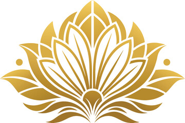 vector fantasy art deco flower pattern gold on white