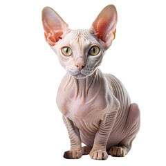 Hairless Cat Sphynx Cat Kitten Domestic Cat Feline Pet Animal Breed Portrait Studio Shot White Background on transparent background