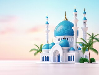 3D Mosque at Sunrise