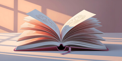 Fototapeta premium Open book, pages adorned with patterns.