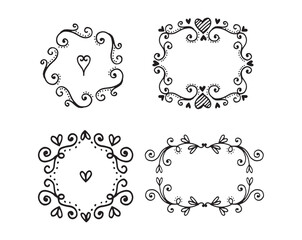 Set Hand drawn wedding album ornaments