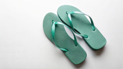 Teal Flip-Flops on White Background
