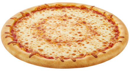Cheesy Delight A mouthwatering baked round pizza with a golden crust covered in melted mozzarella