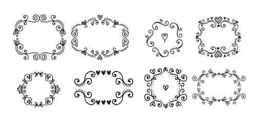 Set Hand drawn wedding album ornaments