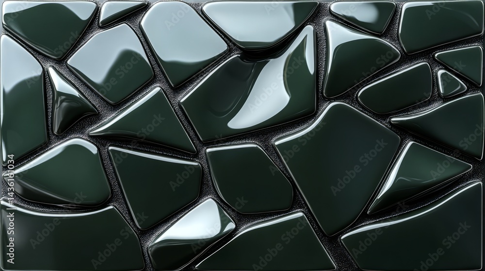 Aufkleber abstract green mosaic: a mesmerizing abstract mosaic pattern composed of irregularly shaped, glossy 