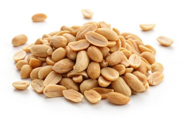 Pile of Roasted Peanuts on White Background for Culinary Use Generative AI