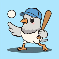 vector cartoon of cute chibi animal bird mascot sport