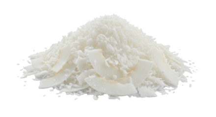 Coconut mountain White flakes  semicircles against a black void