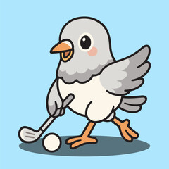 vector cartoon of cute chibi animal bird mascot sport