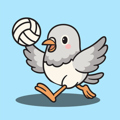 vector cartoon of cute chibi animal bird mascot sport