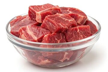 Fresh Raw Meat in a Glass Bowl Ready for Preparation Generative AI
