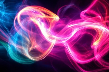 Colorful Light Trails in Abstract Motion Against Dark Background