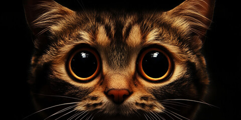 Close-up portrait of a cat expressing fear and anxiety Generative AI