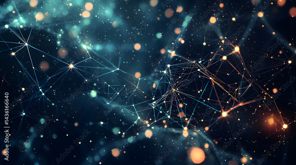 Aufkleber glowing digital particles and abstract data flow wallpaper technology space graphic design futuristi