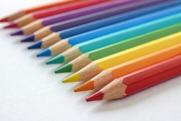 Obraz premium Multicolored Pencils Arranged in a Vibrant Row Display Generative AI