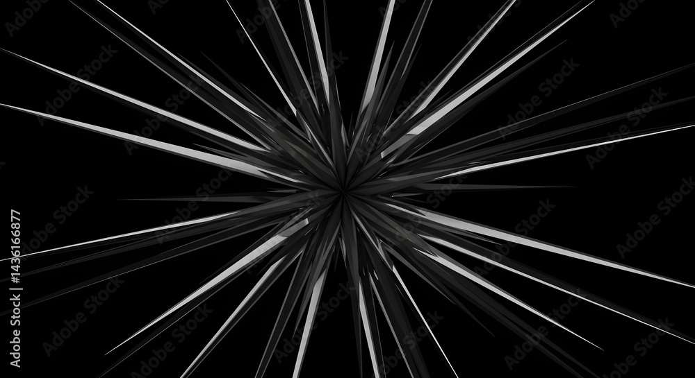 Fototapete mysterious black and white sharp rays coming out from the center design