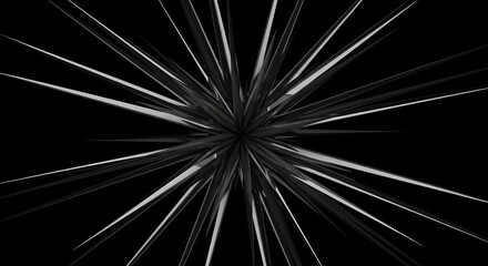 Obraz premium Mysterious Black And White Sharp Rays Coming Out From the Center Design