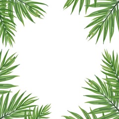 Elegant Tropical Leaf Frame on White Background