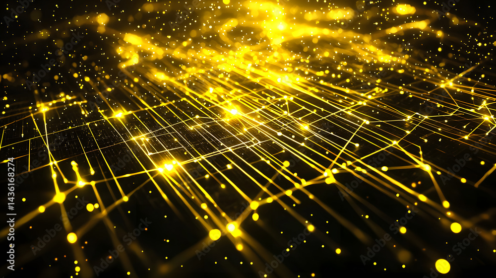 Poster glowing digital particles flowing through abstract data wallpaper cyber environment artistic visuali