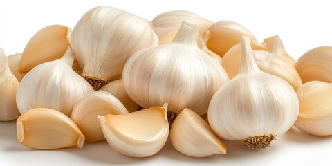 Fototapeta premium Fresh Garlic Bulb with Cloves, Natural and Healthy Cooking Ingredient