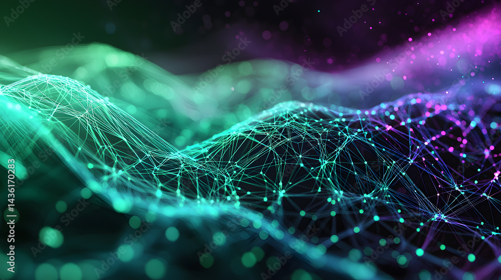 Poster dynamic ai neural network wallpaper design futuristic digital realm abstract visuals high-tech envir