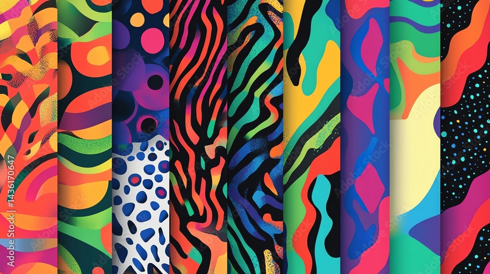 Poster vibrant colorful abstract patterns backgrounds for design