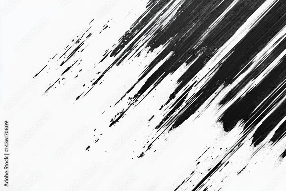 Aufkleber abstract black strokes on white background. dynamic brush strokes create a sense of movement and ene