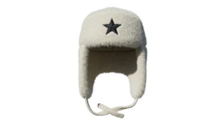 Isolated Furry Ushanka Hat with Soviet Star Warm Winter