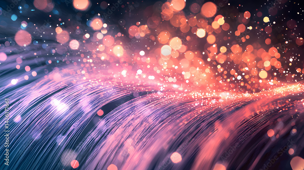 Poster Dynamic augmented reality wallpaper visualizing vibrant light patterns in a digital space