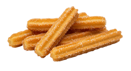 Golden churros cascade with sugary delight against a black backdrop