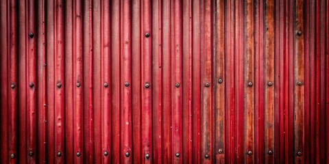 Rustic Red Corrugated Metal Texture with Subtle Weathered Appearance and Visible Fasteners