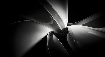 Abstract Metallic Forms Emerging From Darkness For High Tech Backgrounds